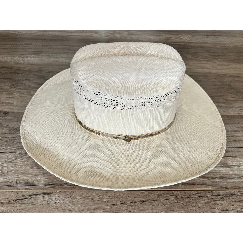 Laredo Bangora Genuine Western Mex USA Cowboy Braided Woven Wide Brim Hat 7.25"